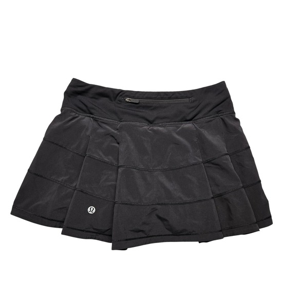 Lululemon Skirt Skort Womens 2 Black Athletic Tennis Running Zip Pocket Golf - Picture 1 of 14